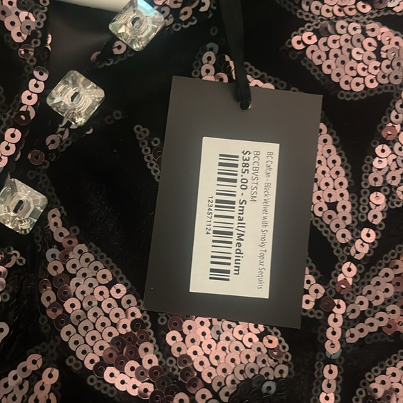 BC CAFTAN - BLACK VELVET WITH SMOKY TOPAZ SEQUINS - Picture 4 of 4